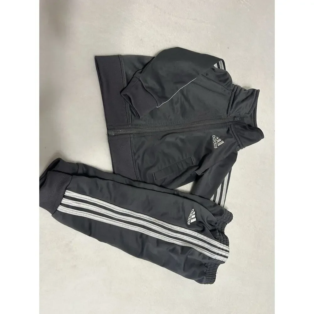 adidas Baby 2pc Track Jacket & Pants Set Gray Full Zip Logo 9-12 Months